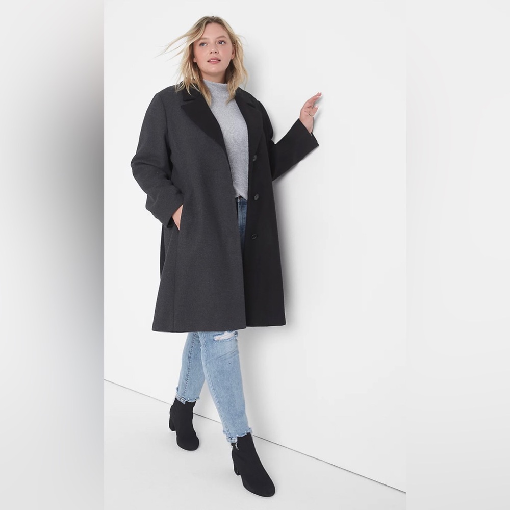 Lane Bryant Black and Gray Women's Coat - Picture 2 of 11